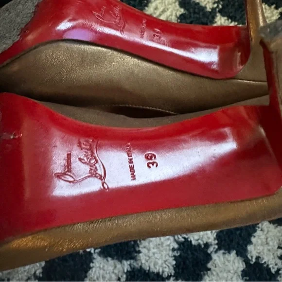 Christian Louboutin metallic peep toe heel 39 - Picture 6 of 8